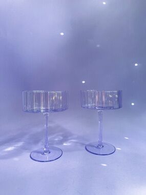 Lilac Purple Glass Large Champagne / Sparkling Coupes